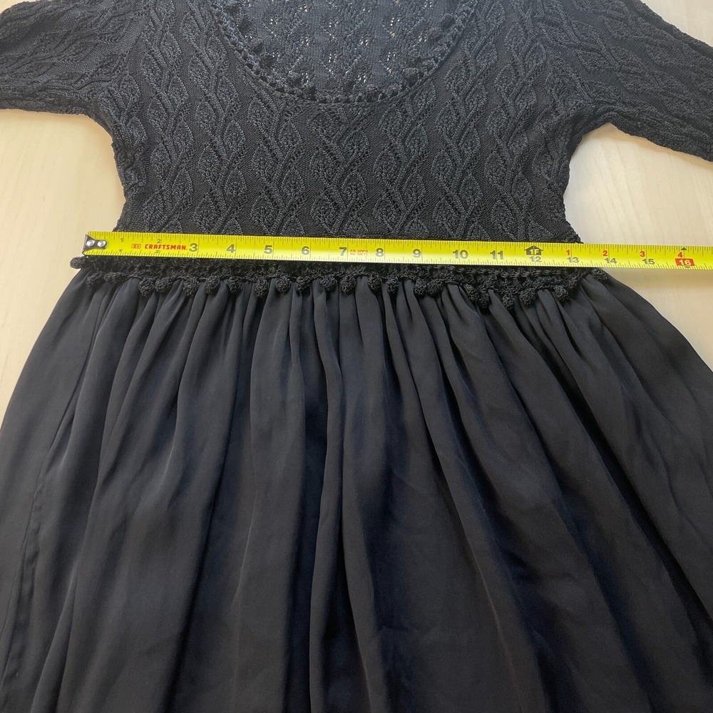 Vintage Diane Von Furstenberg Crochet Knit‎ Viscose Silk Dress Black Size Medium - Picture 9 of 11